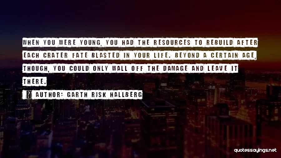 Garth Risk Hallberg Quotes: When You Were Young, You Had The Resources To Rebuild After Each Crater Fate Blasted In Your Life. Beyond A