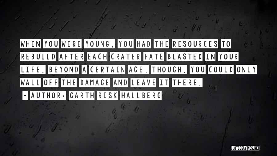 Garth Risk Hallberg Quotes: When You Were Young, You Had The Resources To Rebuild After Each Crater Fate Blasted In Your Life. Beyond A