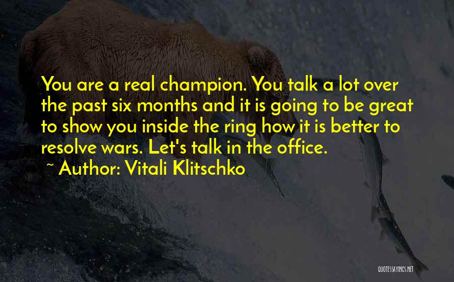 Vitali Klitschko Quotes: You Are A Real Champion. You Talk A Lot Over The Past Six Months And It Is Going To Be
