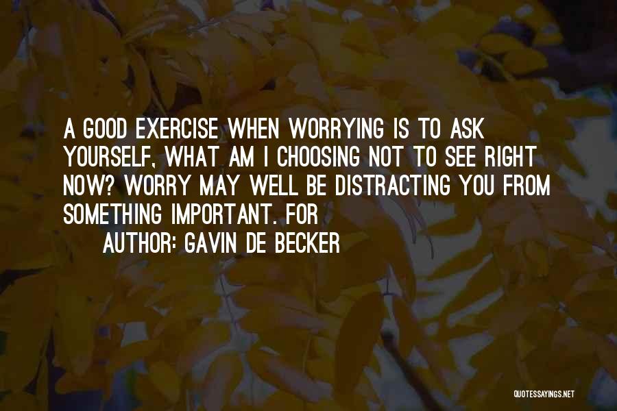 Gavin De Becker Quotes: A Good Exercise When Worrying Is To Ask Yourself, What Am I Choosing Not To See Right Now? Worry May