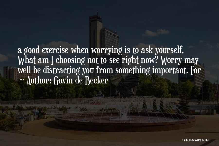 Gavin De Becker Quotes: A Good Exercise When Worrying Is To Ask Yourself, What Am I Choosing Not To See Right Now? Worry May
