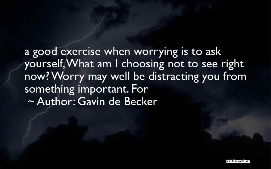 Gavin De Becker Quotes: A Good Exercise When Worrying Is To Ask Yourself, What Am I Choosing Not To See Right Now? Worry May