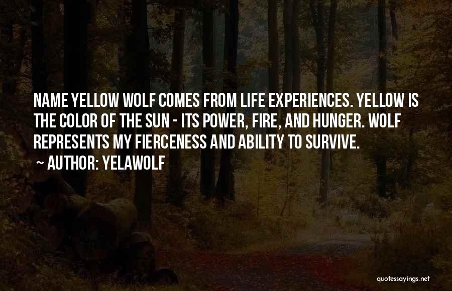 Yelawolf Quotes: Name Yellow Wolf Comes From Life Experiences. Yellow Is The Color Of The Sun - Its Power, Fire, And Hunger.