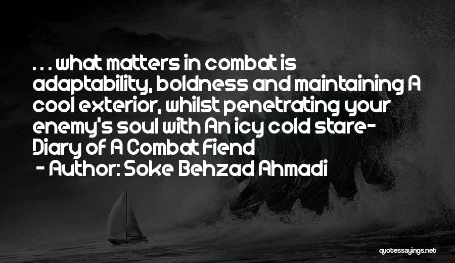 Soke Behzad Ahmadi Quotes: . . . What Matters In Combat Is Adaptability, Boldness And Maintaining A Cool Exterior, Whilst Penetrating Your Enemy's Soul