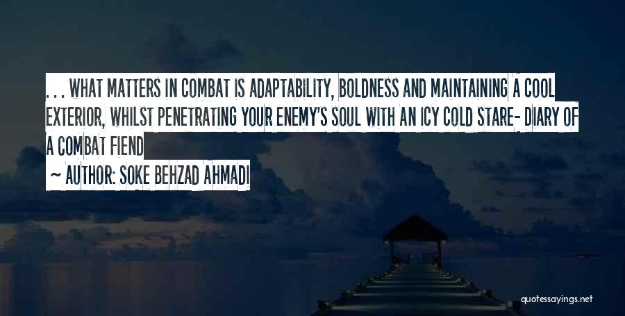 Soke Behzad Ahmadi Quotes: . . . What Matters In Combat Is Adaptability, Boldness And Maintaining A Cool Exterior, Whilst Penetrating Your Enemy's Soul