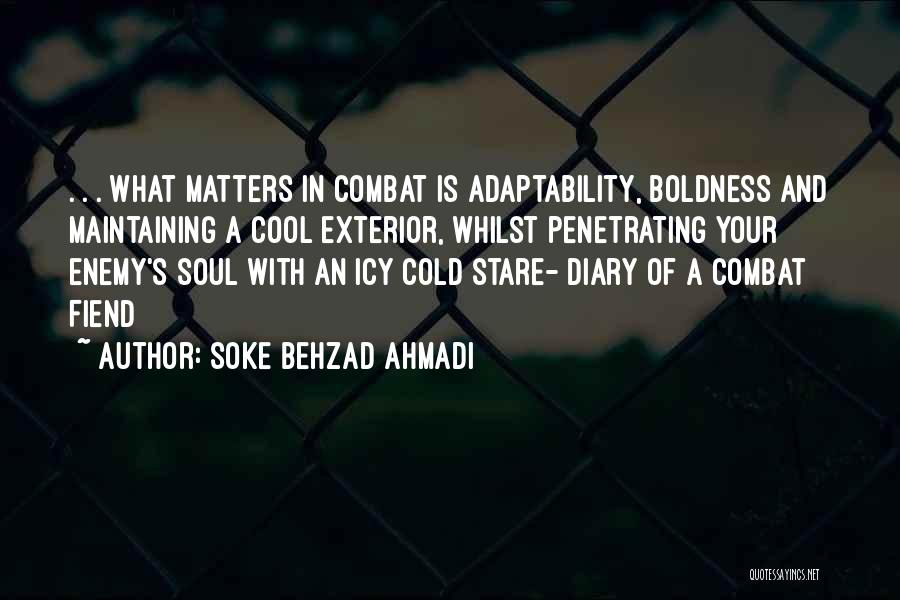 Soke Behzad Ahmadi Quotes: . . . What Matters In Combat Is Adaptability, Boldness And Maintaining A Cool Exterior, Whilst Penetrating Your Enemy's Soul