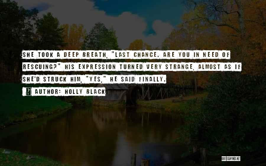 Holly Black Quotes: She Took A Deep Breath, Last Chance. Are You In Need Of Rescuing? His Expression Turned Very Strange, Almost As