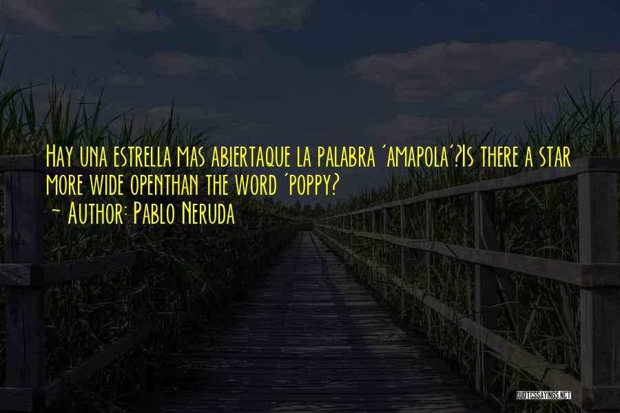 Pablo Neruda Quotes: Hay Una Estrella Mas Abiertaque La Palabra 'amapola'?is There A Star More Wide Openthan The Word 'poppy?