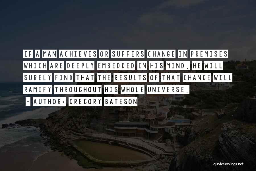 Gregory Bateson Quotes: If A Man Achieves Or Suffers Change In Premises Which Are Deeply Embedded In His Mind, He Will Surely Find