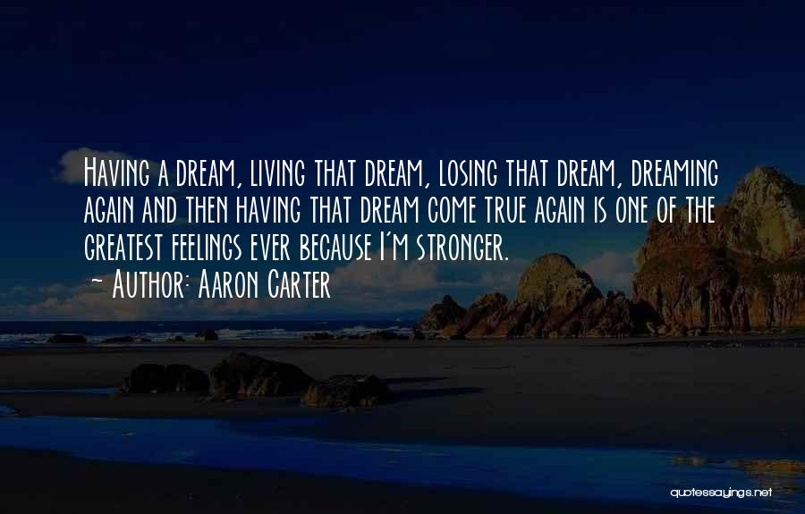 Aaron Carter Quotes: Having A Dream, Living That Dream, Losing That Dream, Dreaming Again And Then Having That Dream Come True Again Is