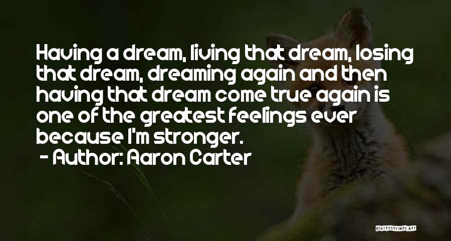 Aaron Carter Quotes: Having A Dream, Living That Dream, Losing That Dream, Dreaming Again And Then Having That Dream Come True Again Is