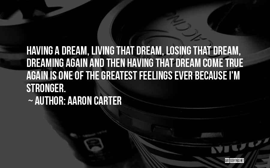 Aaron Carter Quotes: Having A Dream, Living That Dream, Losing That Dream, Dreaming Again And Then Having That Dream Come True Again Is