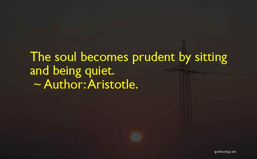 Aristotle. Quotes: The Soul Becomes Prudent By Sitting And Being Quiet.