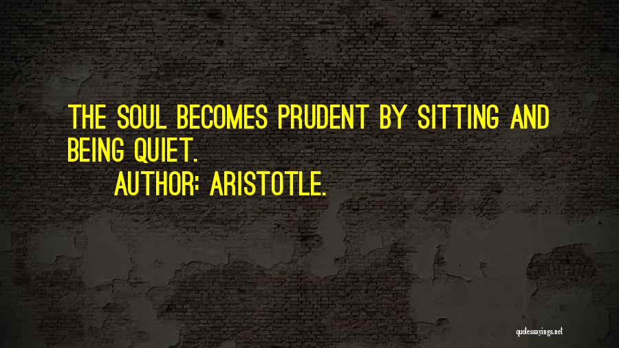 Aristotle. Quotes: The Soul Becomes Prudent By Sitting And Being Quiet.