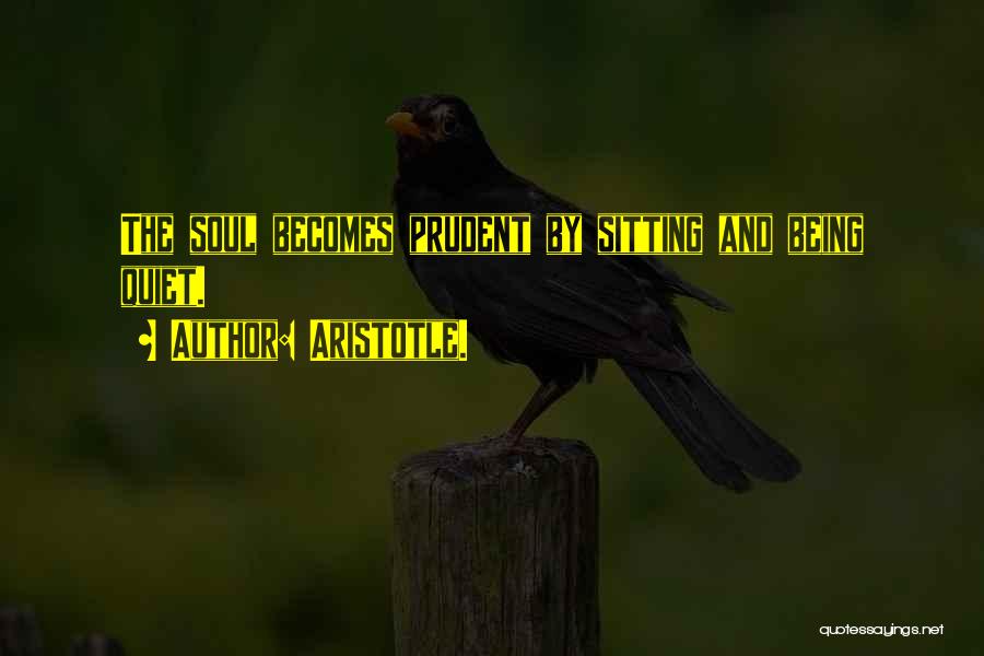 Aristotle. Quotes: The Soul Becomes Prudent By Sitting And Being Quiet.