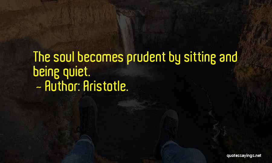 Aristotle. Quotes: The Soul Becomes Prudent By Sitting And Being Quiet.