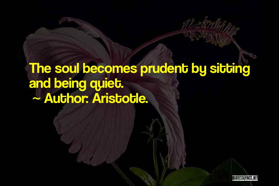 Aristotle. Quotes: The Soul Becomes Prudent By Sitting And Being Quiet.