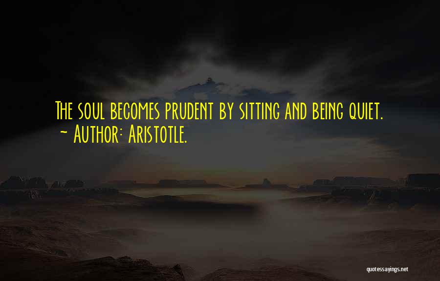Aristotle. Quotes: The Soul Becomes Prudent By Sitting And Being Quiet.