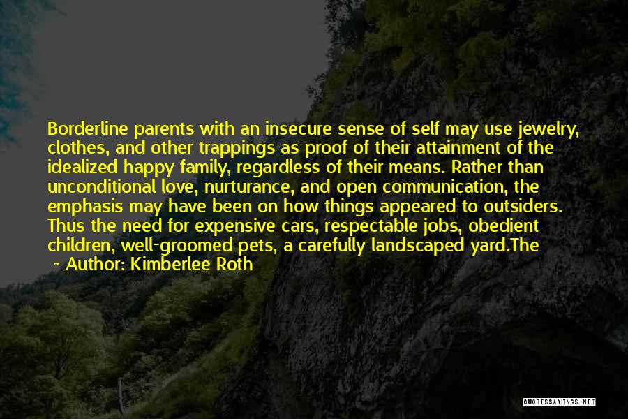 Kimberlee Roth Quotes: Borderline Parents With An Insecure Sense Of Self May Use Jewelry, Clothes, And Other Trappings As Proof Of Their Attainment