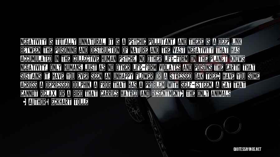 Eckhart Tolle Quotes: Negativity Is Totally Unnatural. It Is A Psychic Pollutant, And There Is A Deep Link Between The Poisoning And Destruction