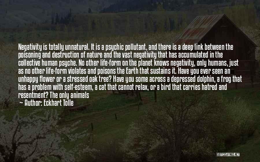 Eckhart Tolle Quotes: Negativity Is Totally Unnatural. It Is A Psychic Pollutant, And There Is A Deep Link Between The Poisoning And Destruction