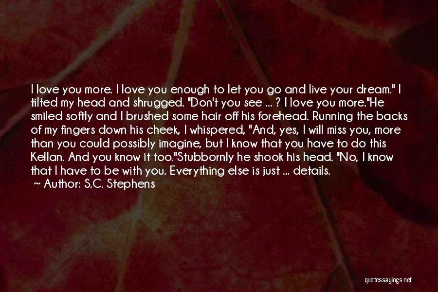 S.C. Stephens Quotes: I Love You More. I Love You Enough To Let You Go And Live Your Dream. I Tilted My Head