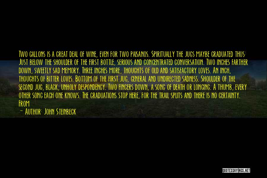 John Steinbeck Quotes: Two Gallons Is A Great Deal Of Wine, Even For Two Paisanos. Spiritually The Jugs Maybe Graduated Thus: Just Below