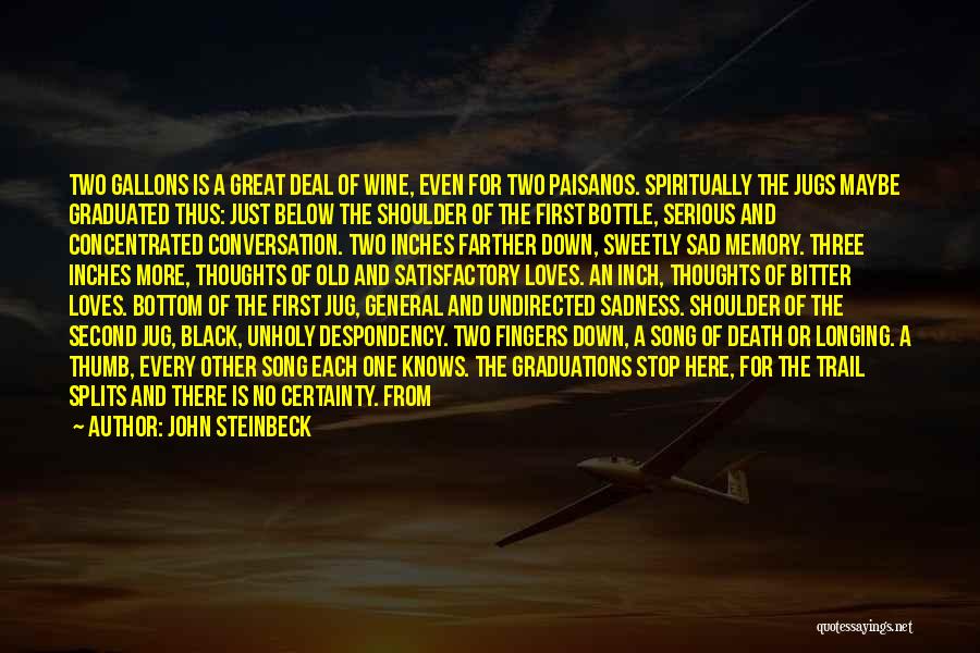 John Steinbeck Quotes: Two Gallons Is A Great Deal Of Wine, Even For Two Paisanos. Spiritually The Jugs Maybe Graduated Thus: Just Below