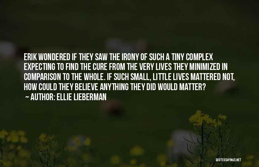 Ellie Lieberman Quotes: Erik Wondered If They Saw The Irony Of Such A Tiny Complex Expecting To Find The Cure From The Very