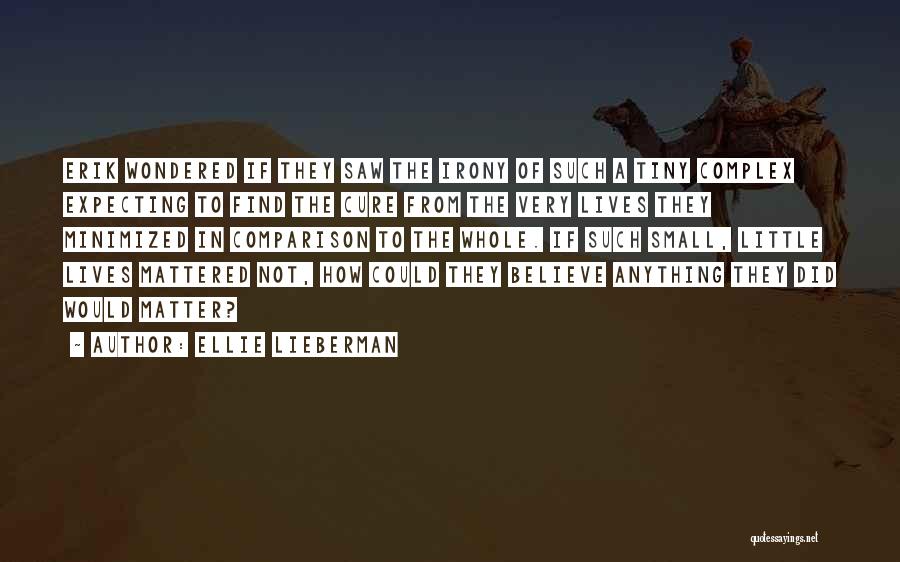 Ellie Lieberman Quotes: Erik Wondered If They Saw The Irony Of Such A Tiny Complex Expecting To Find The Cure From The Very