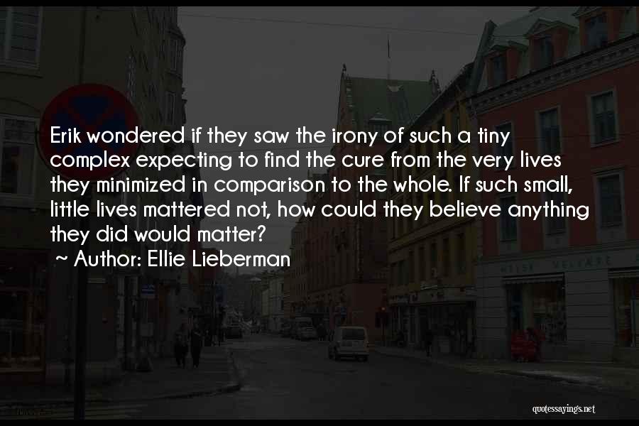 Ellie Lieberman Quotes: Erik Wondered If They Saw The Irony Of Such A Tiny Complex Expecting To Find The Cure From The Very