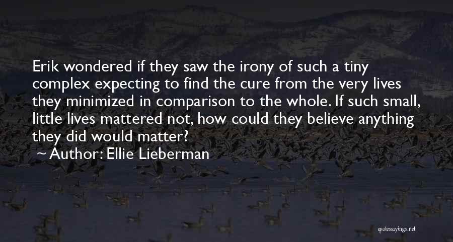 Ellie Lieberman Quotes: Erik Wondered If They Saw The Irony Of Such A Tiny Complex Expecting To Find The Cure From The Very