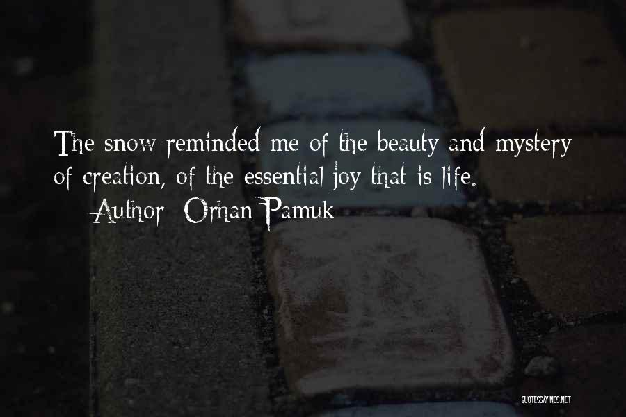 Orhan Pamuk Quotes: The Snow Reminded Me Of The Beauty And Mystery Of Creation, Of The Essential Joy That Is Life.