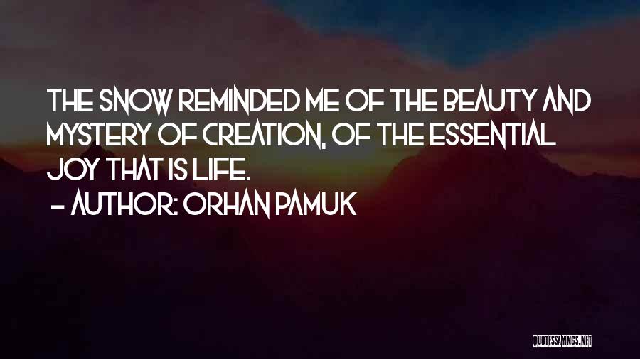 Orhan Pamuk Quotes: The Snow Reminded Me Of The Beauty And Mystery Of Creation, Of The Essential Joy That Is Life.