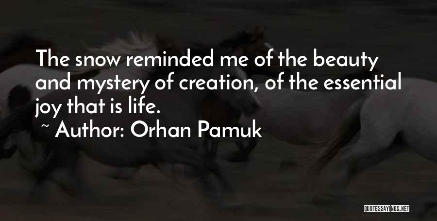 Orhan Pamuk Quotes: The Snow Reminded Me Of The Beauty And Mystery Of Creation, Of The Essential Joy That Is Life.