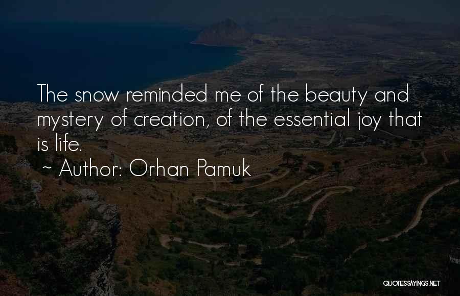 Orhan Pamuk Quotes: The Snow Reminded Me Of The Beauty And Mystery Of Creation, Of The Essential Joy That Is Life.