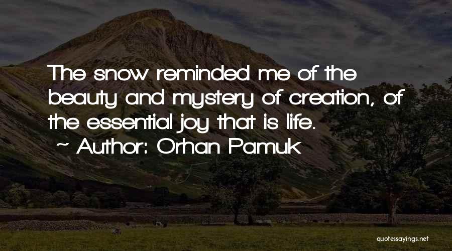 Orhan Pamuk Quotes: The Snow Reminded Me Of The Beauty And Mystery Of Creation, Of The Essential Joy That Is Life.