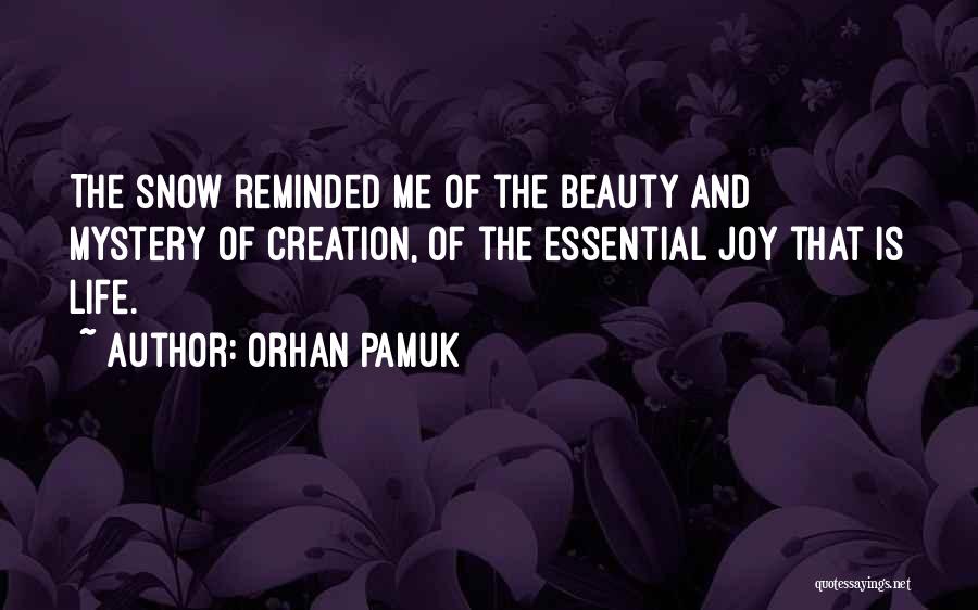 Orhan Pamuk Quotes: The Snow Reminded Me Of The Beauty And Mystery Of Creation, Of The Essential Joy That Is Life.