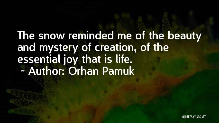 Orhan Pamuk Quotes: The Snow Reminded Me Of The Beauty And Mystery Of Creation, Of The Essential Joy That Is Life.