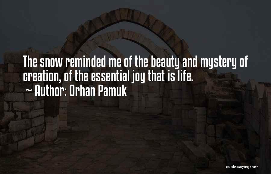 Orhan Pamuk Quotes: The Snow Reminded Me Of The Beauty And Mystery Of Creation, Of The Essential Joy That Is Life.