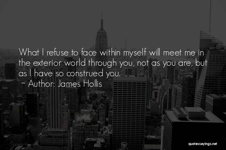 James Hollis Quotes: What I Refuse To Face Within Myself Will Meet Me In The Exterior World Through You, Not As You Are,