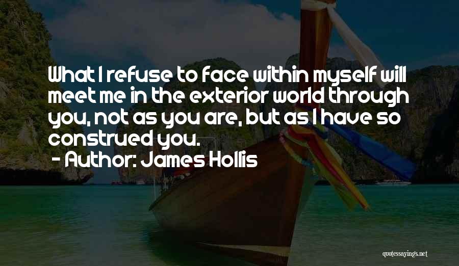 James Hollis Quotes: What I Refuse To Face Within Myself Will Meet Me In The Exterior World Through You, Not As You Are,