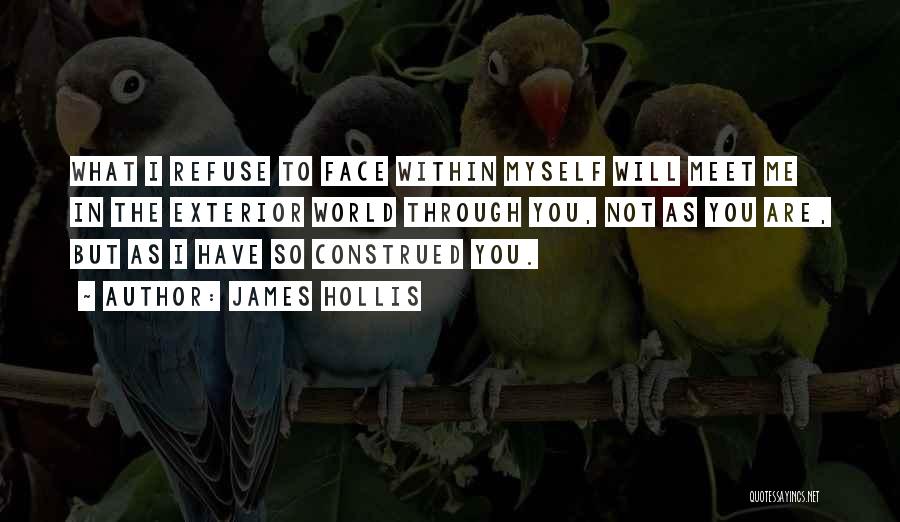 James Hollis Quotes: What I Refuse To Face Within Myself Will Meet Me In The Exterior World Through You, Not As You Are,