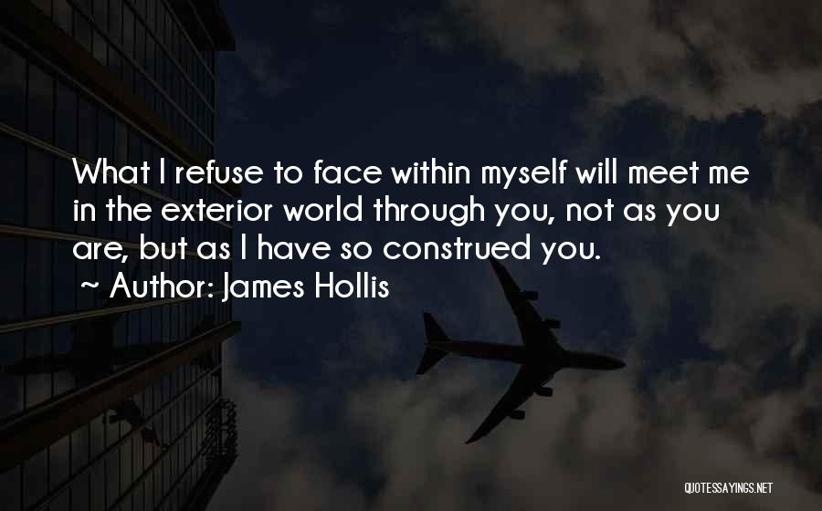 James Hollis Quotes: What I Refuse To Face Within Myself Will Meet Me In The Exterior World Through You, Not As You Are,
