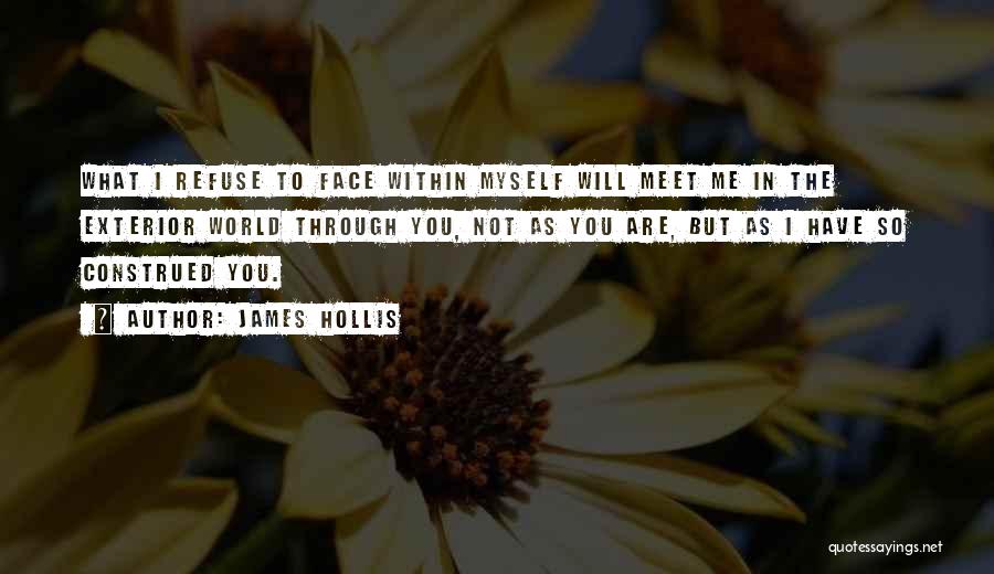 James Hollis Quotes: What I Refuse To Face Within Myself Will Meet Me In The Exterior World Through You, Not As You Are,