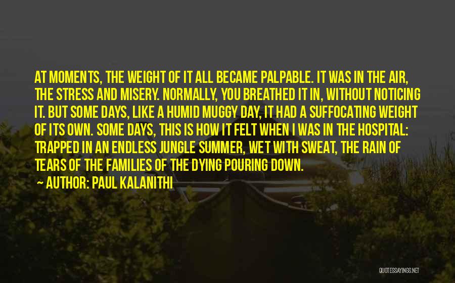 Paul Kalanithi Quotes: At Moments, The Weight Of It All Became Palpable. It Was In The Air, The Stress And Misery. Normally, You