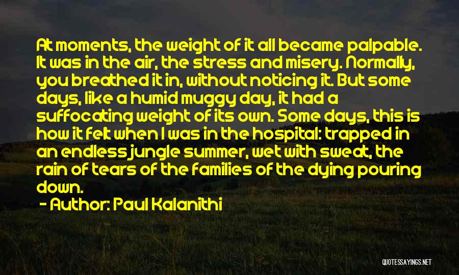 Paul Kalanithi Quotes: At Moments, The Weight Of It All Became Palpable. It Was In The Air, The Stress And Misery. Normally, You