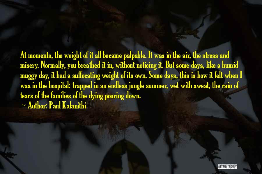 Paul Kalanithi Quotes: At Moments, The Weight Of It All Became Palpable. It Was In The Air, The Stress And Misery. Normally, You