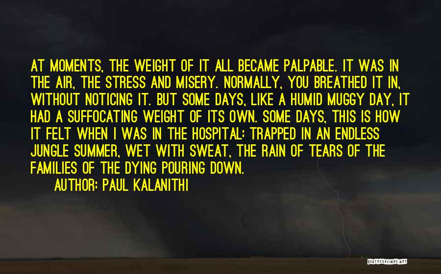 Paul Kalanithi Quotes: At Moments, The Weight Of It All Became Palpable. It Was In The Air, The Stress And Misery. Normally, You
