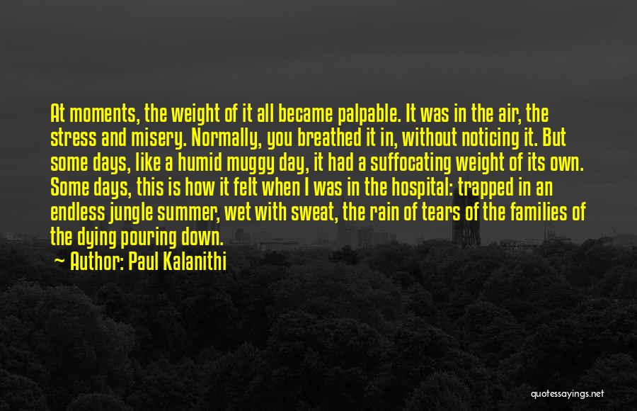 Paul Kalanithi Quotes: At Moments, The Weight Of It All Became Palpable. It Was In The Air, The Stress And Misery. Normally, You